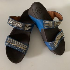 Fitflop blue and gold sandals